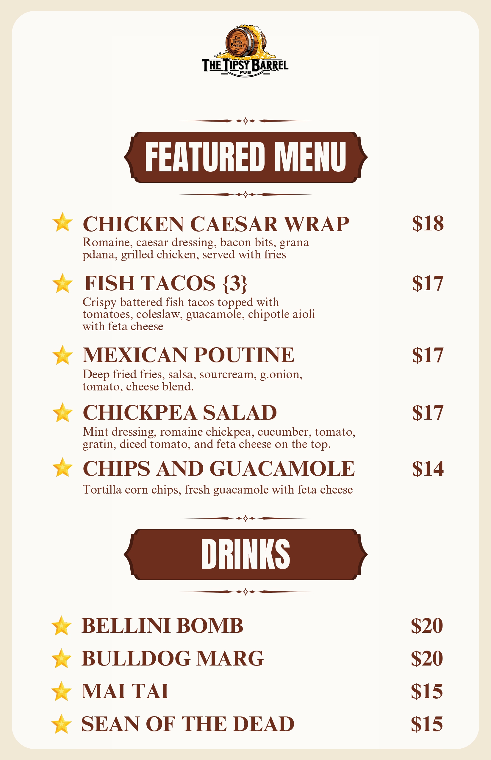 Feature Special Menu