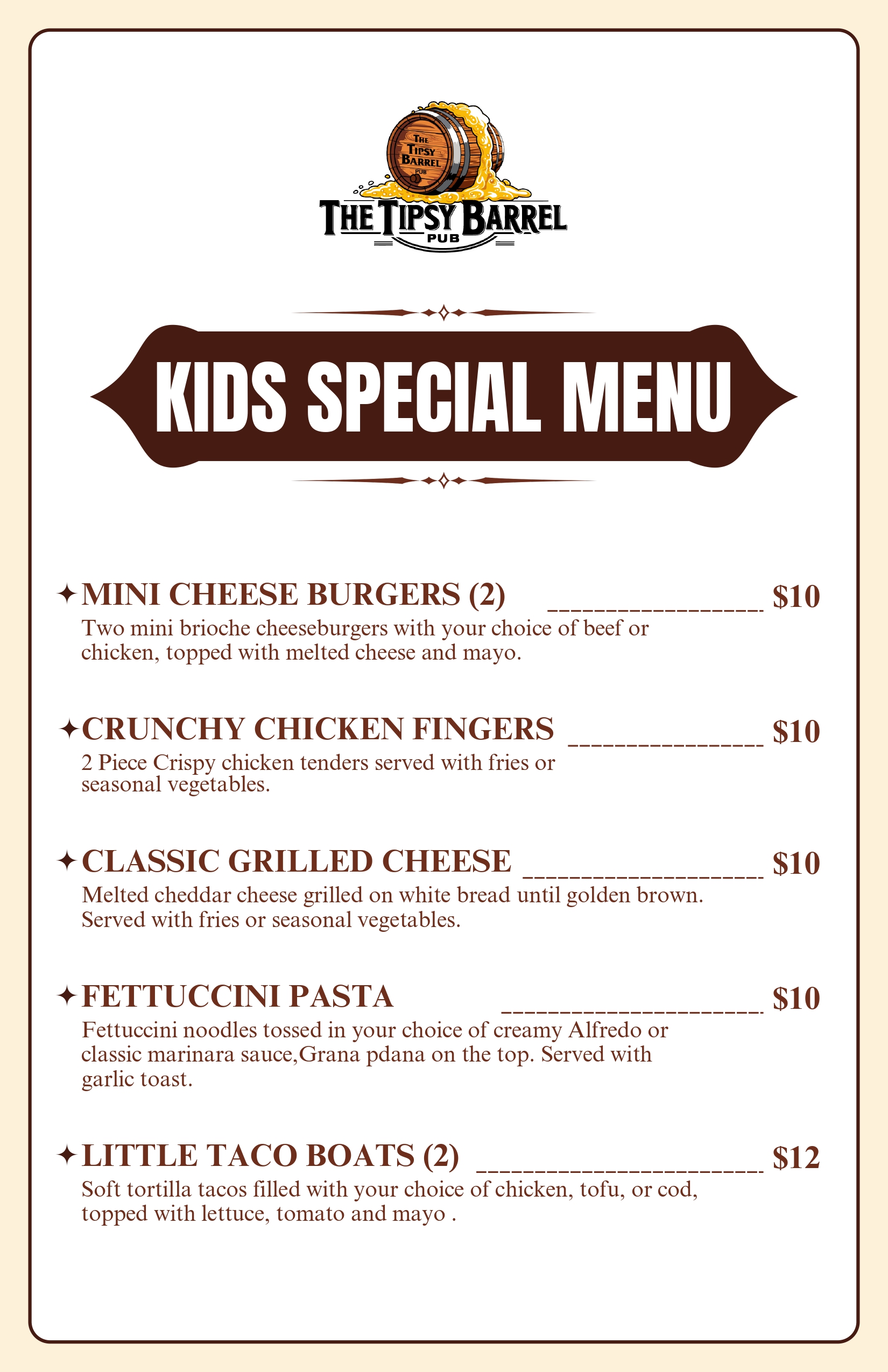 Kids Special Menu